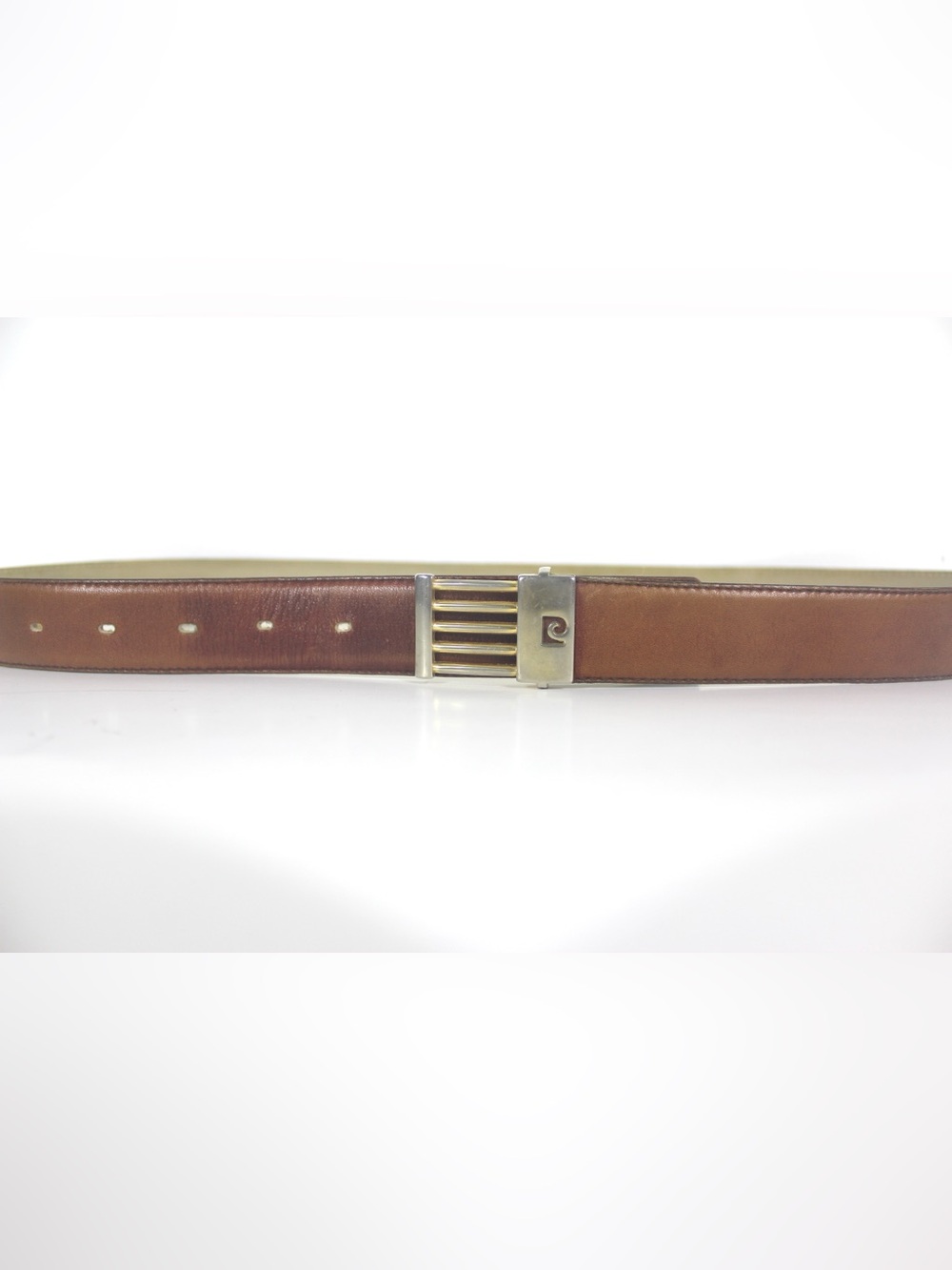 Vintage PIERRE CARDIN Tan Leather Belt with Gold Tone Buckle unisex Italian